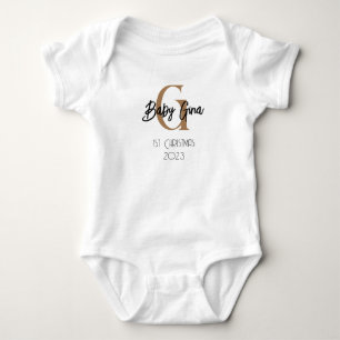 baby 1st Christmas monogram unisex name bodysuit