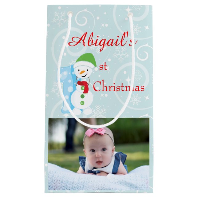 Baby 1st Christmas Photo Small Gift Bag (Front)