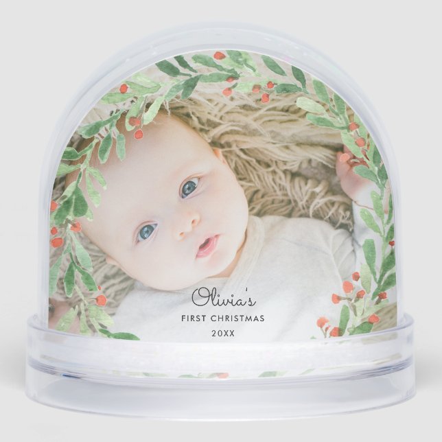Baby 1st Christmas Photo Snow Globe (Avant)