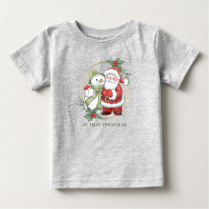 Baby 1st Christmas Santa Snowman Rudolph T-Shirt