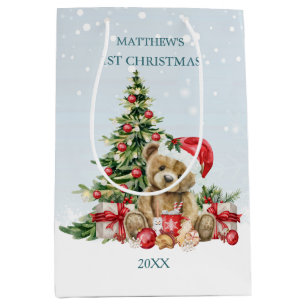 Baby 1st Christmas Teddy Bear Medium Gift Bag