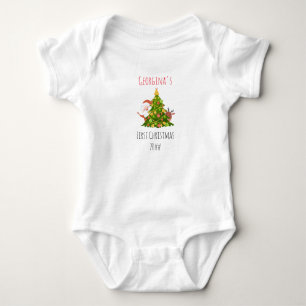 Baby 1st Christmas Tree Personalized Santa Bodysuit