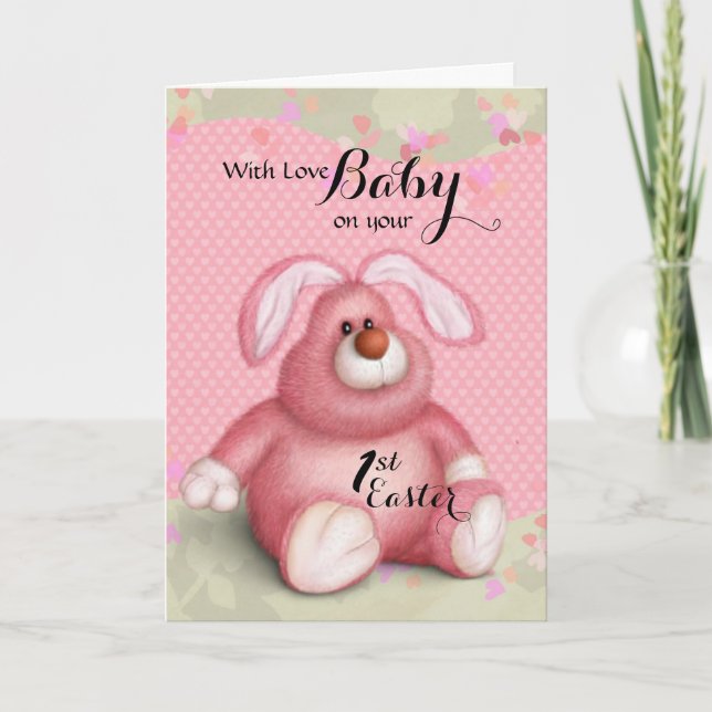 Baby / 1st Easter - Pink Bunny Holiday Card (Front)