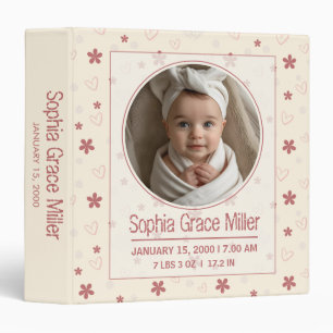 Baby 1st Year Memory Photo Floral Scrapbook Binder