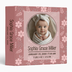 Baby 1st Year Memory Photo Floral Scrapbook Binder