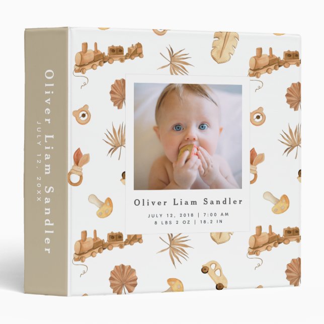 Baby 1st Year Photo Album Boho Baby Toys Binder (Front/Spine)