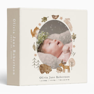Baby 1st Year Photo Album Boho Woodland Animals Binder