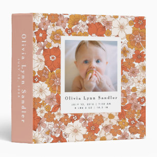 Baby 1st Year Photo Album Groovy Floral Binder