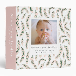 Baby 1st Year Photo Album Pink Botanical Binder