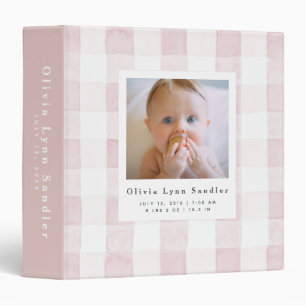 Baby 1st Year Photo Album Pink Gingham Binder