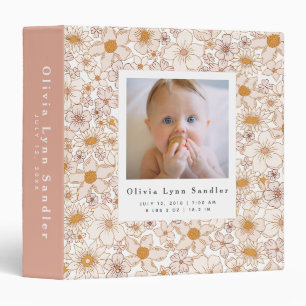 Baby 1st Year Photo Album Retro Floral Binder
