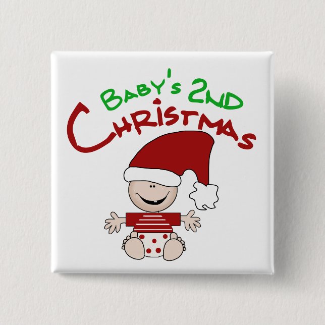 Baby 2nd Christmas Tshirts and Gifts 2 Inch Square Button (Front)