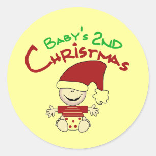 Baby 2nd Christmas Tshirts and Gifts Classic Round Sticker