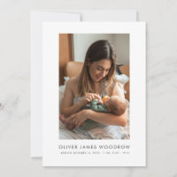 Baby 3 Photo Collage Birth Announcement Flat Card