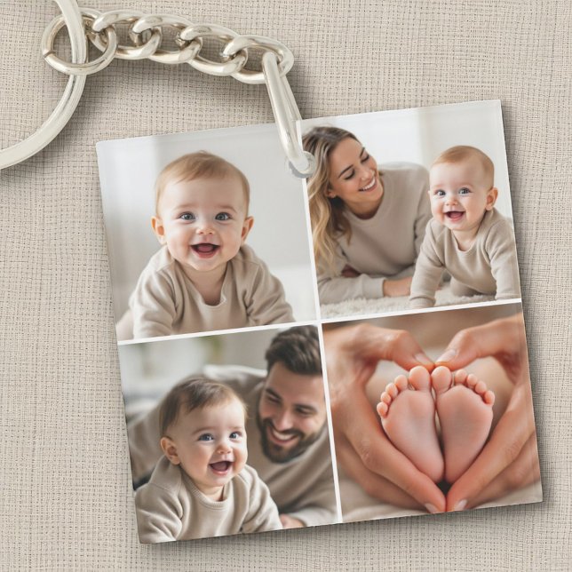 Baby 4 Photo Collage Cute Picture Instagram Keychain (Creator Uploaded)