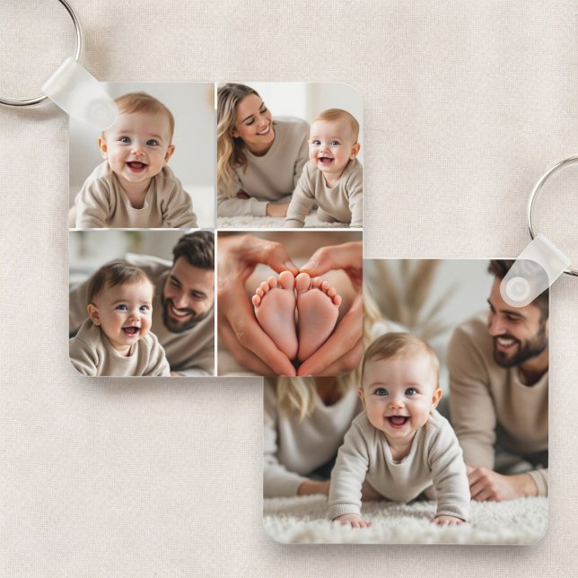 Baby 5 Photo Collage Cute Picture Instagram Keychain (Creator Uploaded)