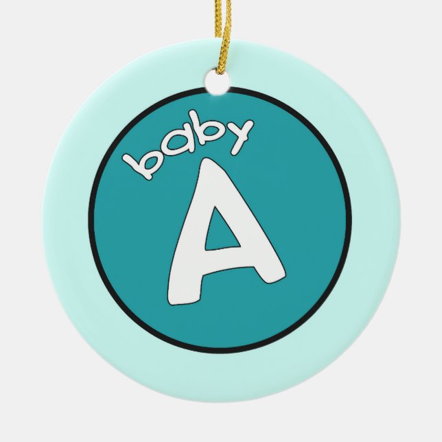 "Baby A" Personalized Ornament for Multiples (Front)
