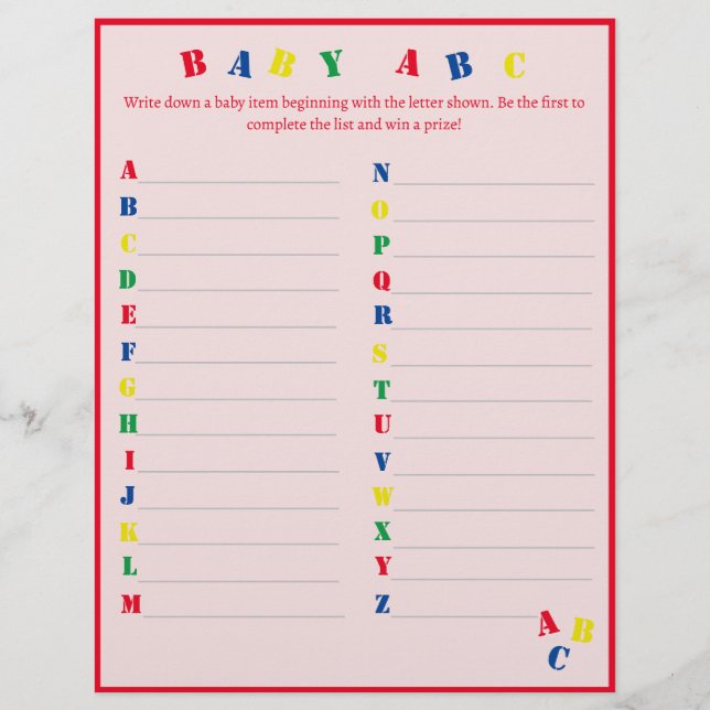 Baby ABC Game Flyer (Front)