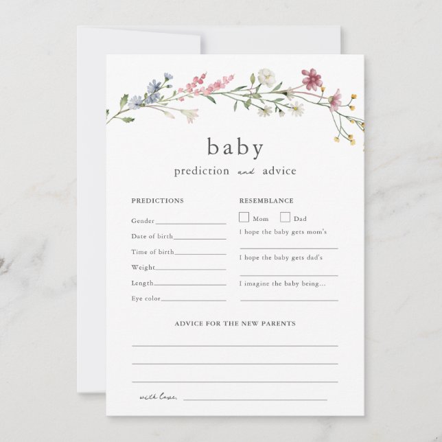 Baby Advice and Predictions Baby Shower Wildflower Invitation (Front)