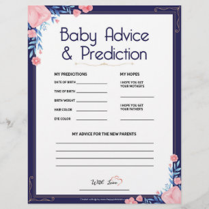 Baby Advice & Prediction [Floral Frame] Letterhead
