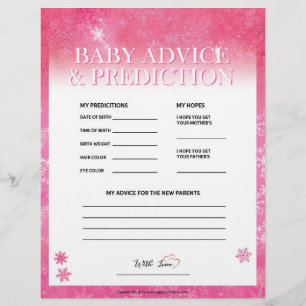 Baby Advice & Prediction [Snowy Pink] Letterhead