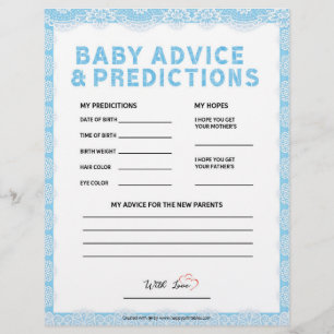 Baby Advice & Predictions [Luxury Lace [Blue]] Letterhead