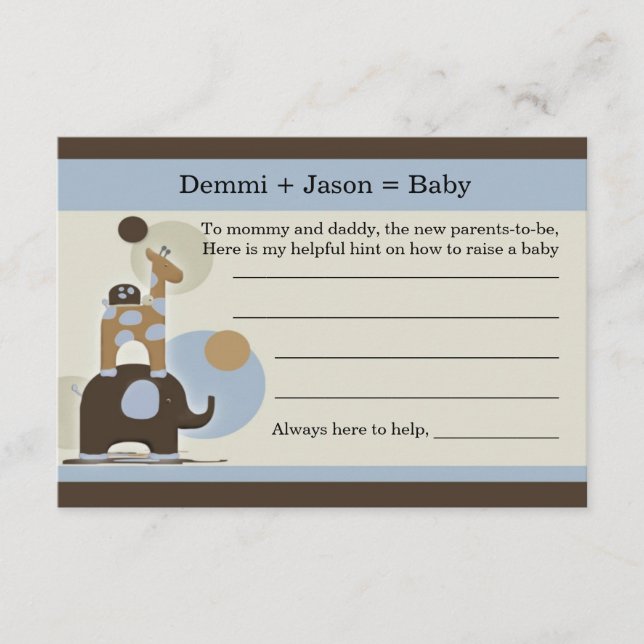 Baby Advise Party Game Advice Card (Front)
