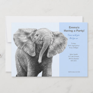 Baby African Elephant Party Invitation