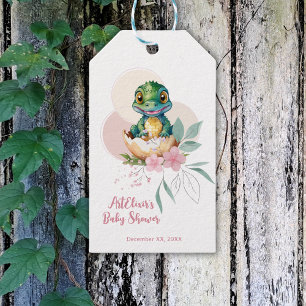 Baby Alligator Hatching Floral Baby Shower Gift Tags