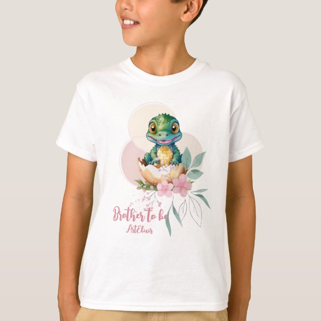 Baby Alligator Hatching Floral Brother T-Shirt (Front)
