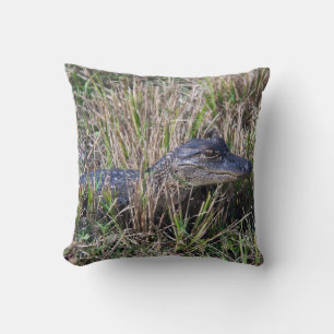 Baby Alligator Wildlife Swamp Nature Photography Throw Pillow