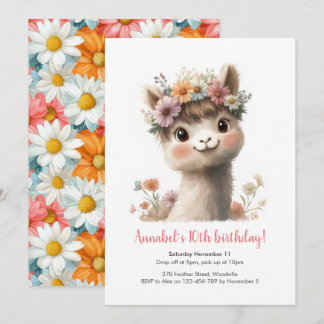 Baby Alpaca Girls Invitation Anniversaire