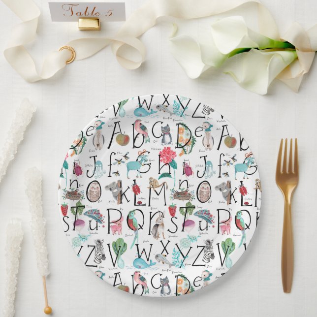 Baby Alphabet ABC Baby Shower Invitation Paper Plate (Wedding)