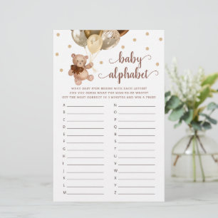 Baby Alphabet ABC Game Baby Shower Teddy Bear 