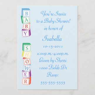 Baby Alphabet Block Boy Baby Shower Invitation
