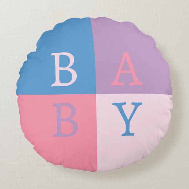 Baby Alphabet Squares Round Pillow (Front)