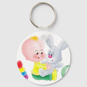 Baby and bunny keychain