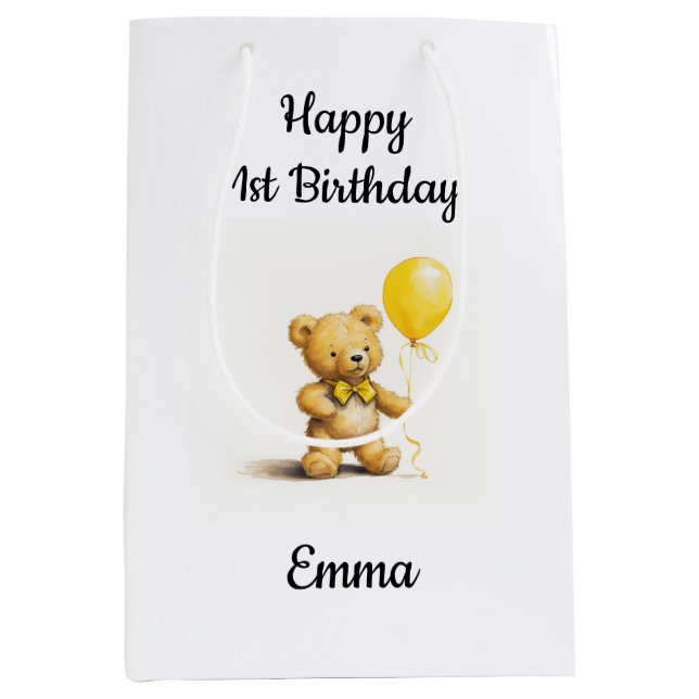 Baby and children gift wrap, bears all over,   medium gift bag (Front)