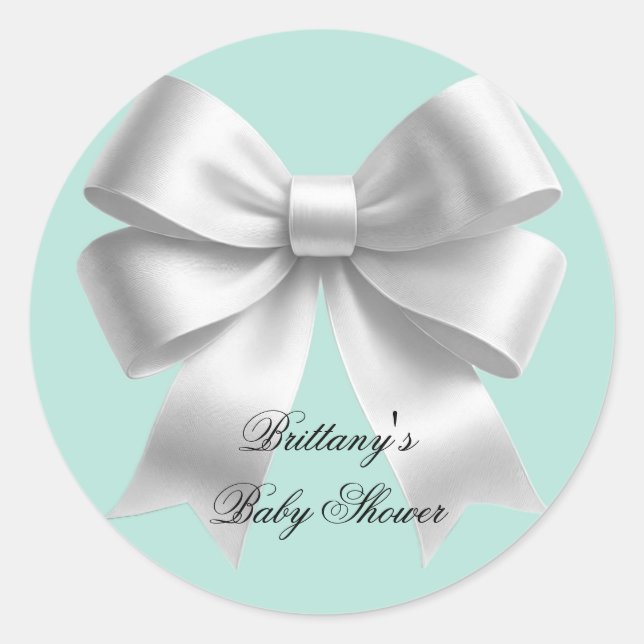Baby and Co. Modern Teal Blue Baby Shower Classic Round Sticker (Front)