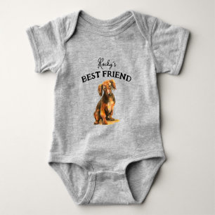 Baby and furry buddy, best friends bodysuit