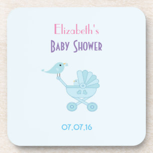 Baby and Mommy Bluebirds Baby Shower Coaster