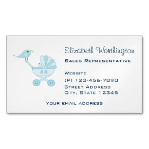 Baby and Mommy Bluebirds Magnetic Business Card