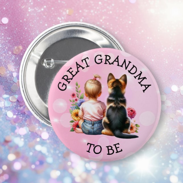 Baby and Puppy Great Grandma to be Baby Shower   2 Inch Round Button (Creator Uploaded)