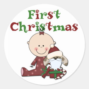 Baby and Santa Dog T-shirts Classic Round Sticker