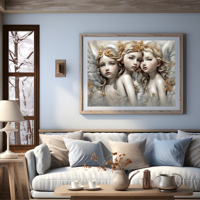 Baby Angel Soeurs Art Moderne Poster (Baby Angel Sisters Modern Art Poster)