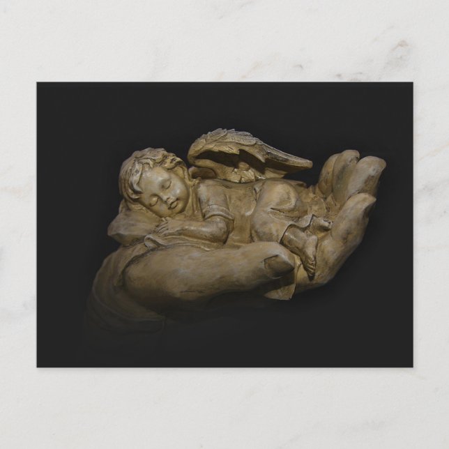 Baby Angel Wings Sleeping in Hand Postcard (Front)