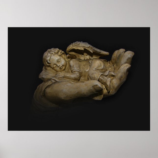 Baby Angel Wings Sleeping in Hand Poster (Front)