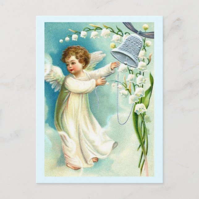 Baby Angel With Blue Bell Postcard (Front)