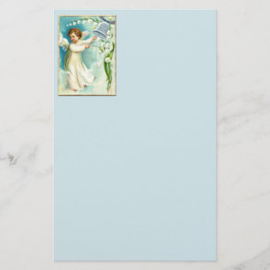 Baby Angel With Blue Bell  Stationery