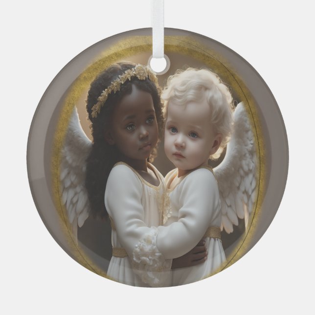 baby angels glass ornament (Front)